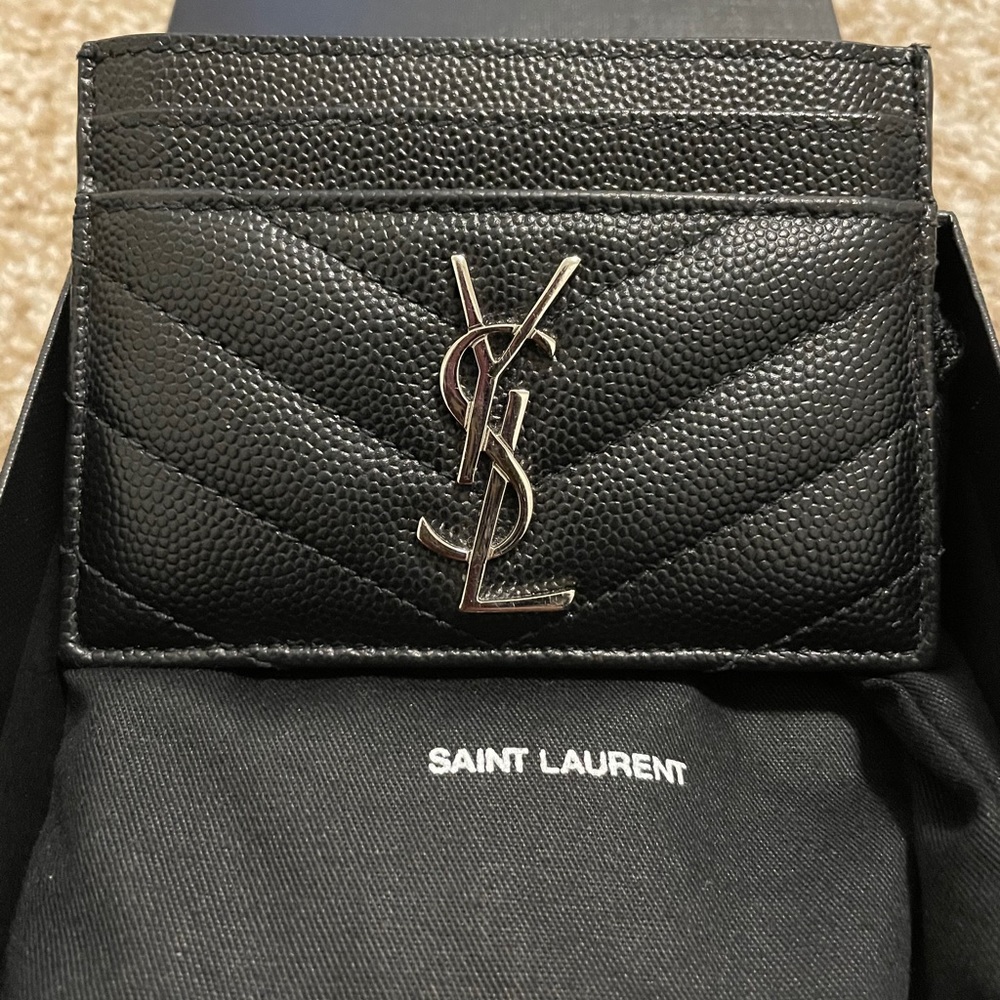 YSL/Saint Laurent Black Leather Card Case